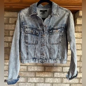 Forever 21 Acid Wash Denim Cropped Jean Jacket Size Large